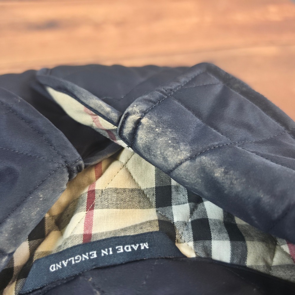 Burberry Quilted Jacket Womens XL Navy Blue Good Nova Check Lining Made England - Picture 9 of 10